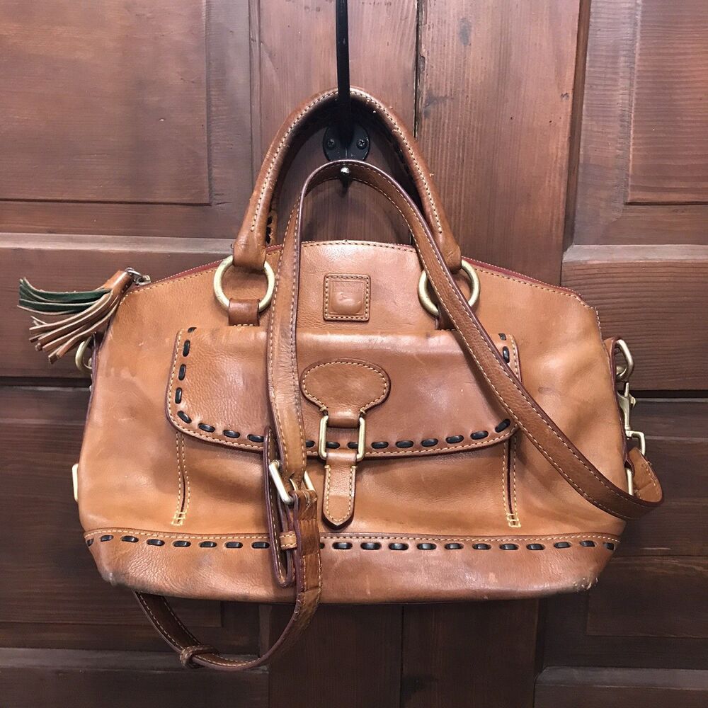 Vintage Dooney & Bourke Florentine Vachetta Leather Large Satchel Handbag